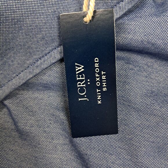 NWT J Crew Factory Shirt Men's XXL Blue Gray Performance Knit Oxford Button Down - Picture 6 of 12